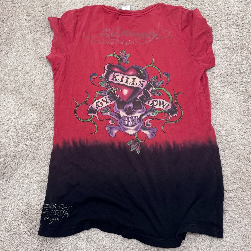 Vintage Ed Hardy Red Black Panther Traditional Tattoo Print T shirt - Picture 5 of 11